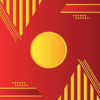 Modern red Abstract Circle Shape with yellow line vector