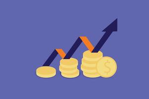 Growth bar graph for Achievement. concept of success, goal or target, challenge, career growth vector
