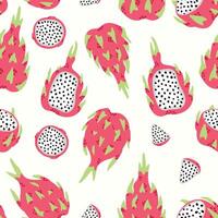 Modern abstract dragon fruit design with seamless Fruits pattern and unique textures, ideal for fabric, stationery, and home decor. vector
