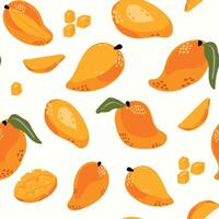 Modern abstract variable mango design with seamless Fruits pattern and unique textures, ideal for fabric, stationery, and home decor. vector