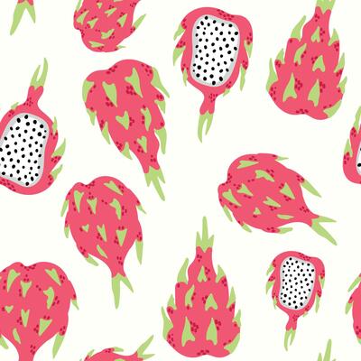 Modern abstract dragonfruits design with seamless Fruits pattern and unique textures, ideal for fabric, stationery, and home decor.