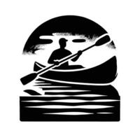 A silhouette of a man in a canoe vector