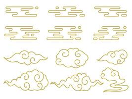Japanese and chinese style clouds collection. traditional oriental design element vector