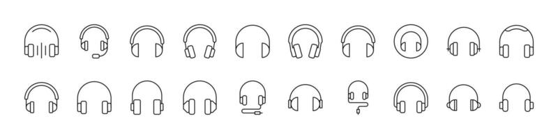 Big Various Headphones Thin Icons Collection. Editable Stroke. Suitable for Web Sites, Books, Cards, Apps vector