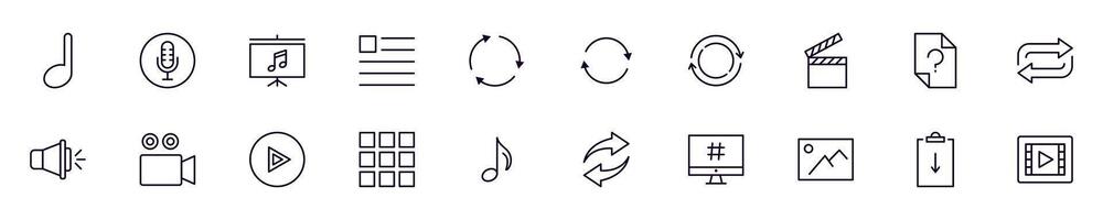 Collection of simple outline illustrations of essential signs for interface. Modern line icons for apps, web sites, shops, stores vector