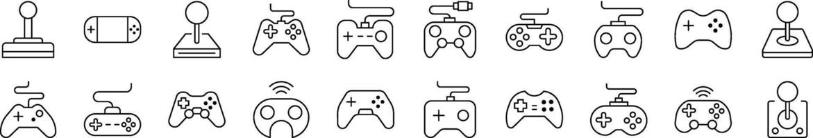 Joystick Line Icon Pack. Editable Stroke. Minimalistic Linear Pictogram for Design of Cards, Apps, Banners, Posts vector