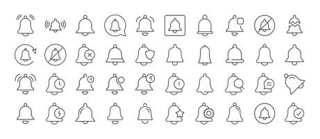 Bell with Items Pack of Thin Icons. Editable Stroke. Suitable for Web Sites, Books, Cards, Apps vector