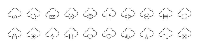Arrows, Lock, Check etc in Cloud Store Outline Image Collection. Editable Stroke. Perfect for Infographics, Articles, Books, Flyers, Banners vector
