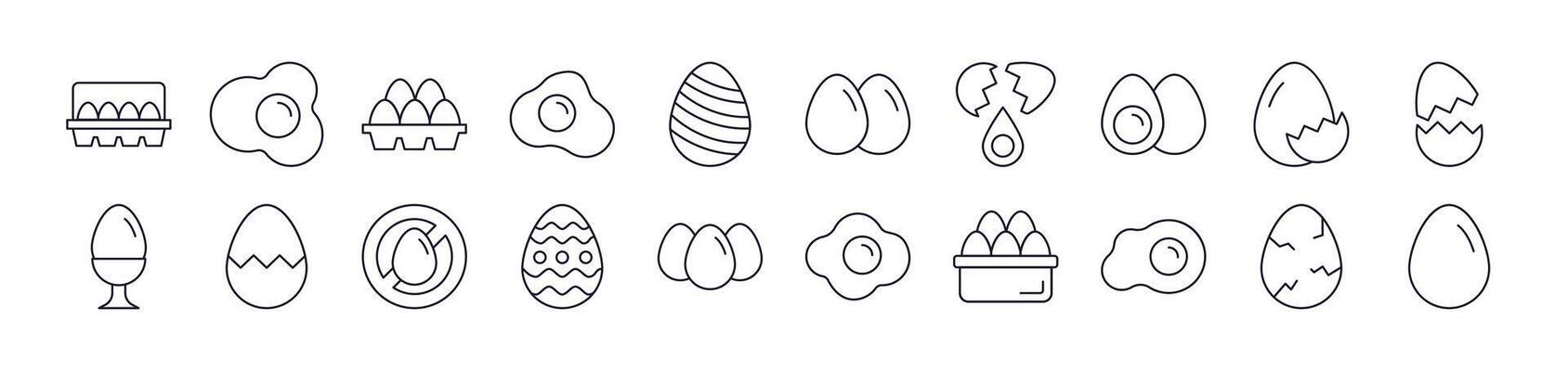 Eggs Line Icon Collection. Editable Stroke. Perfect for Infographics, Articles, Books, Flyers, Banners