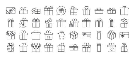 Gift and Present Thin Icons Collection. Editable Stroke. Suitable for Web Sites, Books, Cards, Apps vector