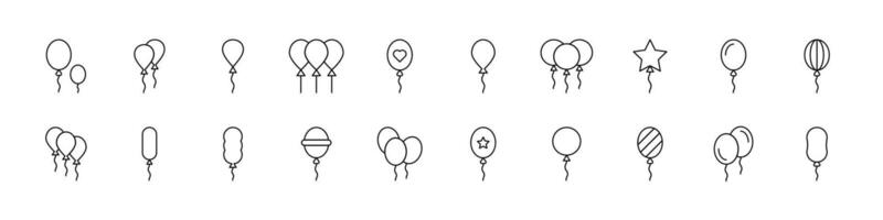 Holiday Ballon Outline Simple Linear Image Collection. Editable Stroke. Suitable for Web Sites, Books, Cards, Apps vector