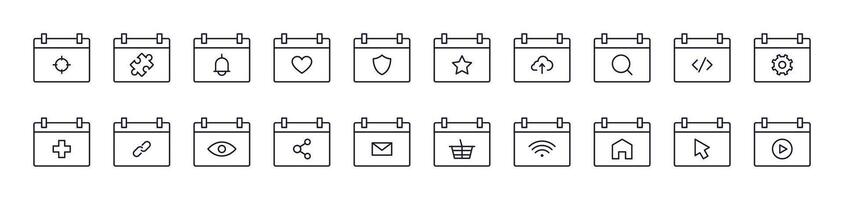 Link, Envelope, House etc on Web Page Outline Icon Collection. Editable Stroke. Perfect for Infographics, Articles, Books, Flyers, Banners vector