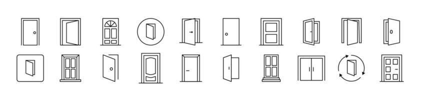 Door Thin Icons Collection. Editable Stroke. Suitable for Web Sites, Books, Cards, Apps vector