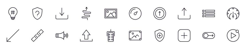 Set of symbols of essential signs for interface. Editable stroke. Simple outline signs that perfect for banners, infographics, web sites vector