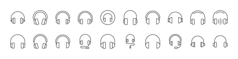 Big Various Headphones Collection of Thin Icons. Editable Stroke. Suitable for Web Sites, Books, Cards, Apps vector