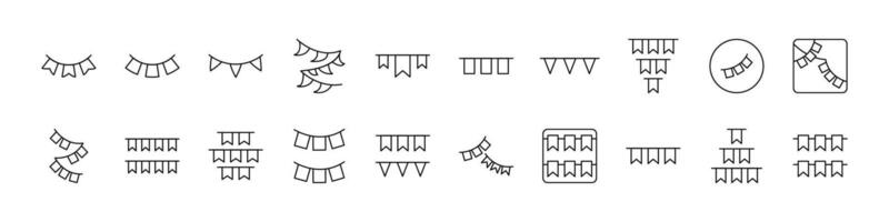 Garlands Bundle of Thin Icons. Editable Stroke. Suitable for Web Sites, Books, Cards, Apps vector
