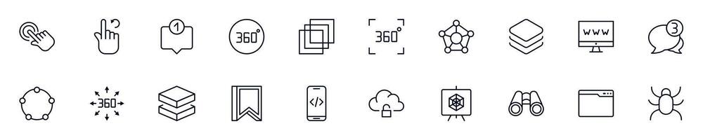 Web and internet linear symbols pack. Outline symbol and editable stroke for apps, stores, shops, infographics vector