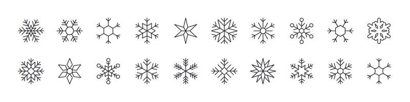 Snowflakes Line Icon Bundle. Editable Stroke. Minimalistic Linear Pictogram for Design of Cards, Apps, Banners, Posts vector