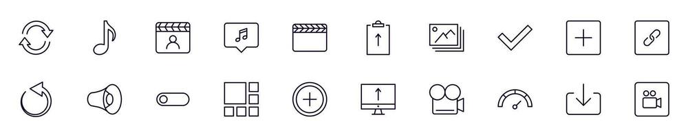 Essential signs for interface linear symbols bundle. Collection for web sites, newspapers, apps, infographics vector