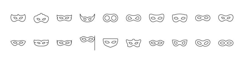 Carnival Mask Related Icon Set. Editable Stroke. Suitable for Web Sites, Books, Cards, Apps vector
