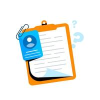 flat illustration of clipboard with document. personal data permission, privacy policy, or identity verification. concepts of data security, consent form, online registration, and user authentication vector