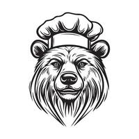 Cartoon Bear in Chef Hat and Uniform Ready to Cook Image Design vector