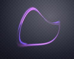 Curved purpe glowing ring. Neon realistic energy flare circle. Abstract light effect on a dark background vector
