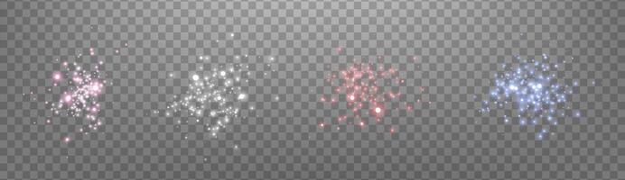 Glowing magic sparkles. Glittering dots, particles and stars. Luminous points different colors vector