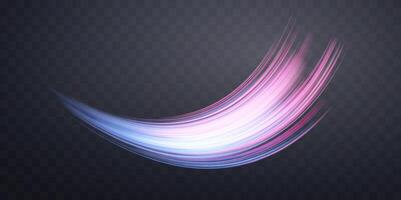 Glowing pink and blue lines. Dynamic neon realistic energy speed wave. Abstract curve twirl light effect on a dark background. illustration. vector