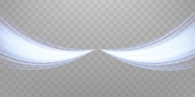 Speed rays, light neon flow, zoom in motion effect, blue glow speed lines, light trails, perspective stripes. Abstract background, illustration. vector