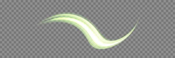 Glowing green lines. Neon realistic energy speed. Abstract light effect illustration. vector