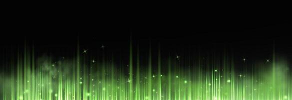 Vertical green horizontal lines. Speed rays, velocity light neon flow, motion effect, colorful light trails, stripes, laser beams. Abstract background, illustration. vector