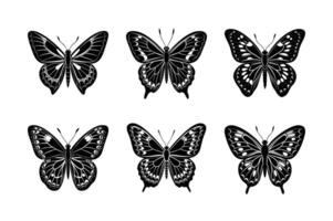 Butterfly silhouette set with white background vector