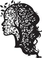 Single woman head tree shape vector