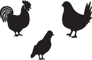 Rooster farm animals silhouette vector