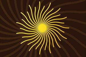 Abstract Spiral Design with Radiating Yellow Lines on a Brown Background vector