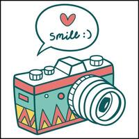 Smile Camera Photography Quote Cartoon Design vector