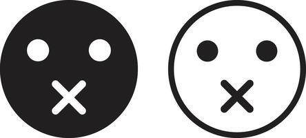 Silent emoji icon set in two styles . Muted emoji icon . illustration vector