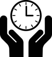 Save time icon isolated on white background . Hand holding clock icon . illustration vector