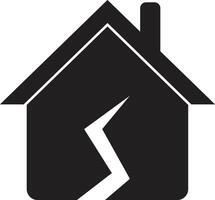 House damage icon . Broken house icon . Earthquake damaged house icon vector