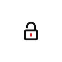 A black and red lock icon on a white background vector