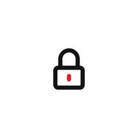 A black and red lock icon on a white background vector
