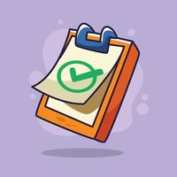Clipboard with check mark icon. illustration in cartoon style vector