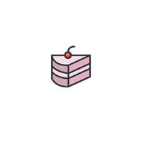 Slice of Pink Cake With Cherry Minimalist llustration vector