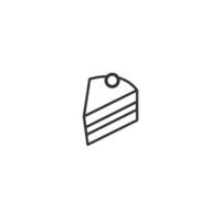 Outline Slice of Pink Layer Cake with Cherry Icon on Black Background vector