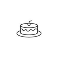Outline of a Cake with Cherry on Plate and Pink Frosting vector