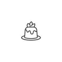Outline Dessert with Leaf Decoration on a Plate Illustration vector