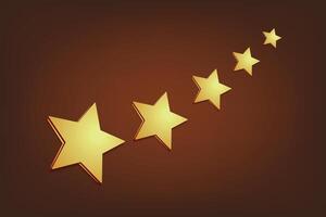Five Gold Stars on Gradient Brown Background vector