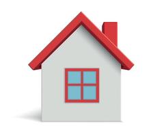 Minimalist White House Icon with Red Roof and Window vector