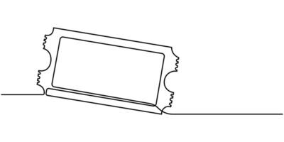 Ticket solid icon design on a white background this black flat icon continuous one line drawing vector